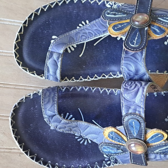 Spring Step Florentina Floral Leather Adjustable Strap Comfort Wedge Sandal - Picture 2 of 15